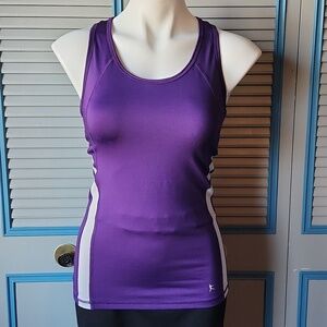 Danskin Now Purple and White Racerback Tank Top